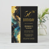 Zwart Goud Celestial 50e Verjaardagsfeest Kaart (Staand voorkant)