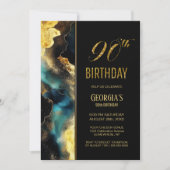 Zwart Goud Celestial 90ste Verjaardagsfeestje Kaart (Voorkant)