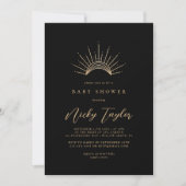 Zwart & Goud Celestial Baby shower Kaart (Voorkant)