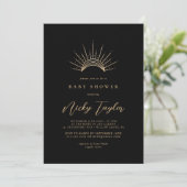 Zwart & Goud Celestial Baby shower Kaart (Staand voorkant)