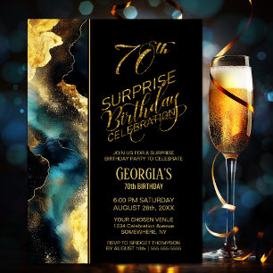 Zwart Goud Celestial Surprise 70e Verjaardagsfeest Kaart