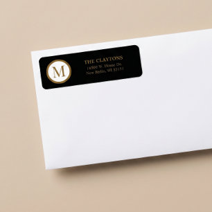 Zwart & Goud Centrum Zegel Monogram Etiket