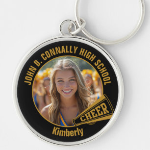 Zwart Goud Cheerleader Foto Hoge School Sleutelhanger