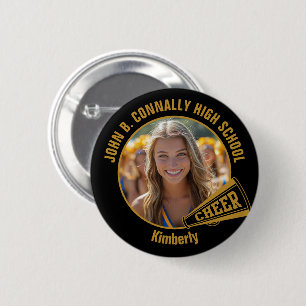 Zwart Goud Cheerleader Foto van Hoge School Ronde Button 5,7 Cm