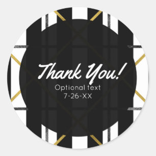 Zwart & Goud Chic Glam Geometrisch Feest Favor Ronde Sticker