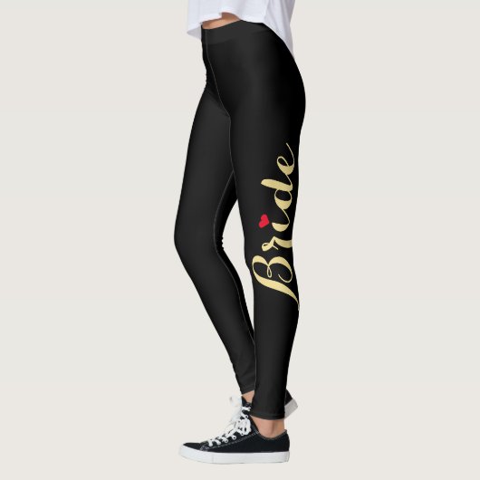 Zwart Goud Chique Bruid Bruiloft Bachelorette Part Leggings (Links)