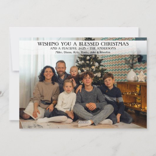 Zwart Goud Christelijke Kerstvakantie Foto Kaart (Achterkant)