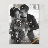 Zwart Goud Classy trouwfoto Dank u Briefkaart (Voorkant)