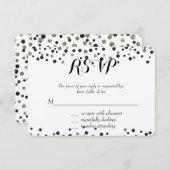 Zwart Goud Confetti RSVP (Voorkant / Achterkant)