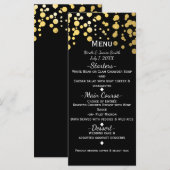 Zwart & Goud Confetti Stippen Modern Glamour Menu (Voorkant / Achterkant)