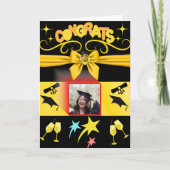 Zwart & Goud Congrats Modern Afstuderen Studenten Kaart (Voorkant)