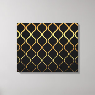 Zwart, goud, cool, trendy, retro abstract design canvas afdruk