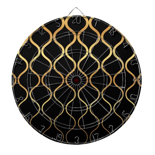 Zwart, goud, cool, trendy, retro abstract design dartbord (Voorkant)