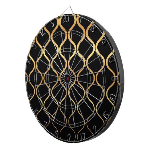 Zwart, goud, cool, trendy, retro abstract design dartbord (Voorkant Rechts)