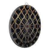Zwart, goud, cool, trendy, retro abstract design dartbord (Voorkant Links)