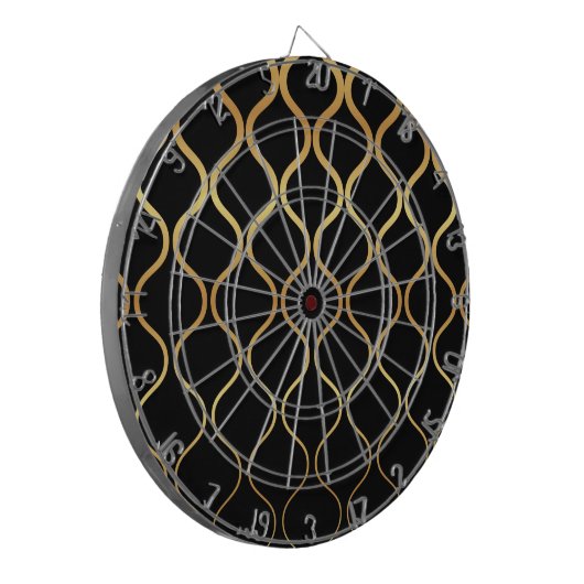 Zwart, goud, cool, trendy, retro abstract design dartbord (Voorkant Links)