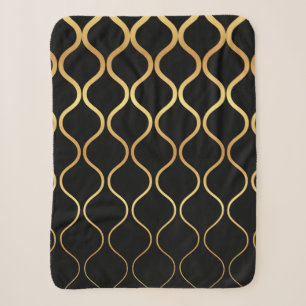 Zwart, goud, cool, trendy, retro abstract design sherpa deken