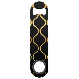 Zwart, goud, cool, trendy, retro abstract design speed flessenopener
