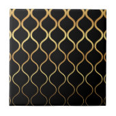 Zwart, goud, cool, trendy, retro abstract design tegeltje (Voorkant)