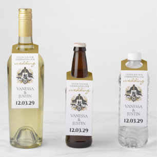 Zwart & goud Country Bruiloft Flessenhanger