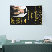 Zwart & Goud Custom Afstuderen Achtergrond met Fot Spandoek (Beurs)