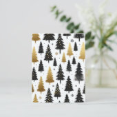 Zwart & Goud Custom Kerstboom Kaart (Staand voorkant)
