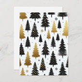 Zwart & Goud Custom Kerstboom Kaart (Voorkant / Achterkant)
