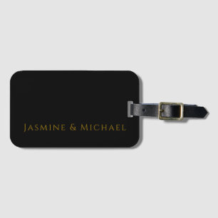 Zwart & Goud Cute Minimalistische Eigen Naam Bagagelabel