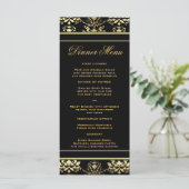 Zwart & Goud Damask Slim Dinner Menu (Staand voorkant)