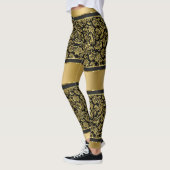 Zwart & Goud Damasks & Stripes Patroon Leggings (Links)