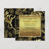 Zwart goud & Damasmaskers Patroon-legant Afstudeer Kaart (Voorkant / Achterkant)