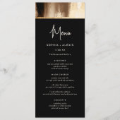 Zwart & Goud Donker Abstract Waterverf Bruiloft Menu (Voorkant)