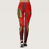 Zwart Goud Draken Rood Gradiënt Leggings (Achterkant)