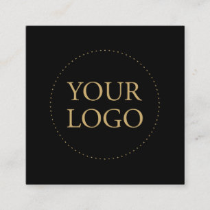 Zwart & Goud Eenvoudig Logo & Sociale Media Vierkante Visitekaartje