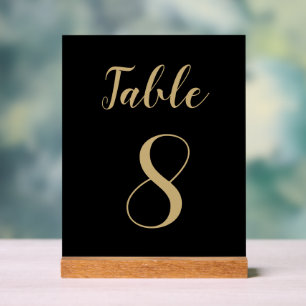 Zwart Goud Eenvoudig Modern Schattige Tafelnummer Acryl Bord