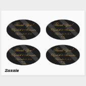 Zwart Goud Elegant Bruiloft Dank u Ovale Sticker (Vel)