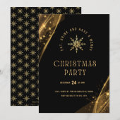 Zwart Goud Elegant Feestelijk Kerstfeest Kaart (Voorkant / Achterkant)