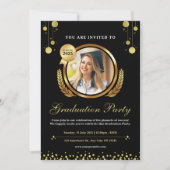 Zwart & Goud Elegant Graduation Party uitnodiging (Voorkant)