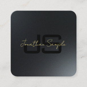 Zwart & Goud Elegant Monogram Initiaal Professione Vierkante Visitekaartje