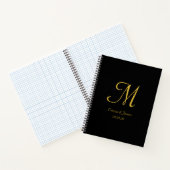 Zwart & Goud Elegant Monogram Script Naam Gast Notitieboek (Binnen)