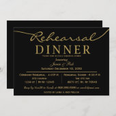 zwart goud Elegant Script Rehearsal Dinner Kaart (Voorkant / Achterkant)