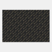 Zwart Goud Elegant Script Vrolijk Kerstfeest Inpakpapier Vel (Voorkant 3)