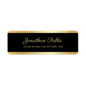 Zwart Goud Elegant Sjabloon Modern Retouradres Etiket (Voorkant)