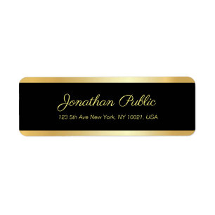 Zwart Goud Elegant Sjabloon Modern Retouradres Etiket