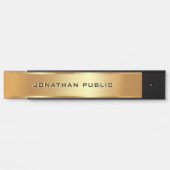 Zwart & Goud Elegante Aangepaste Tekst Naam Sjablo Deurbordje (Voorkant)