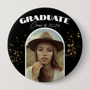 Zwart Goud Elegante Pin Onderwijs Afstudeerfeest Ronde Button 4,0 Cm