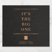 Zwart goud elegante verjaardag gepersonaliseerd sparkling wijnetiket (Enkel label)