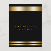 Zwart & Goud Elegante Verlovingskaart Save the Dat