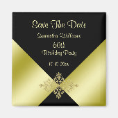 Zwart & Goud Elegantie 60e Verjaardag Save The Dat Magneet (Voorkant)