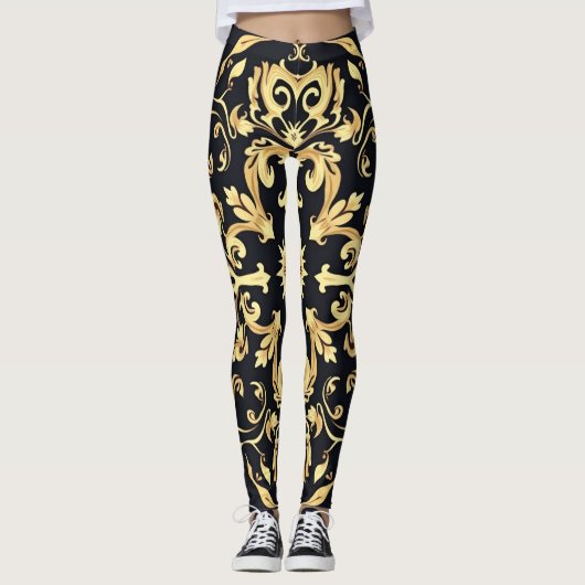 Zwart&goud embleem leggings (Voorkant)